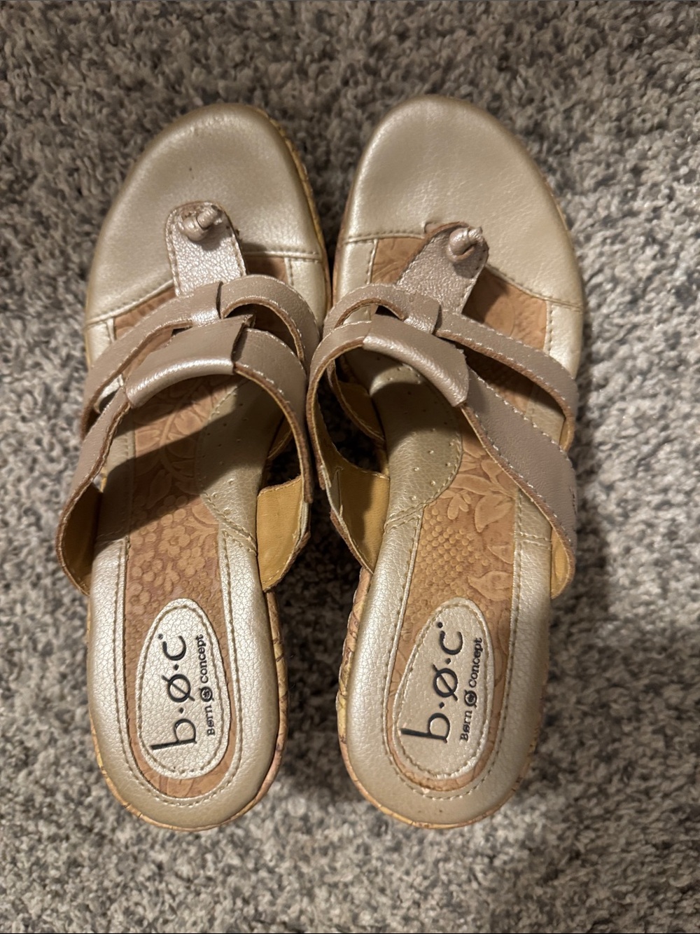 b.o.c. Metallic Taupe Slingback Slide Sandals